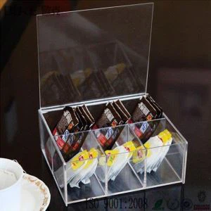 6 کمپارٹمنٹ کے ساتھ اعلی معیار acrylic ٹی بیگ باکس چائے حاملین باکس